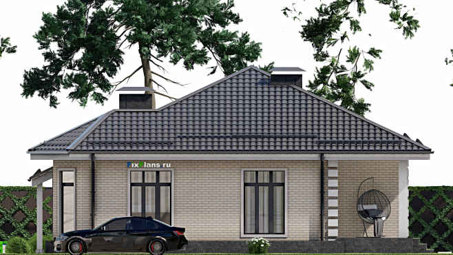 Проект одноэтажного дома F-4715 — фасад 3