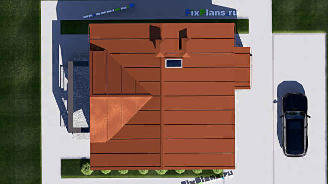 Проект дома с мансардой F-19502 — фасад 5