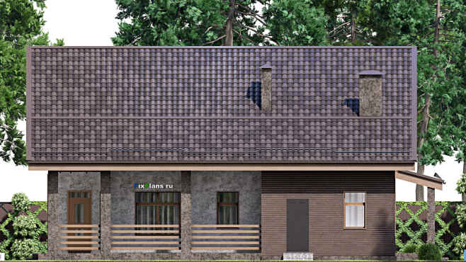 Проект дома с мансардой F-13328 — фасад 2