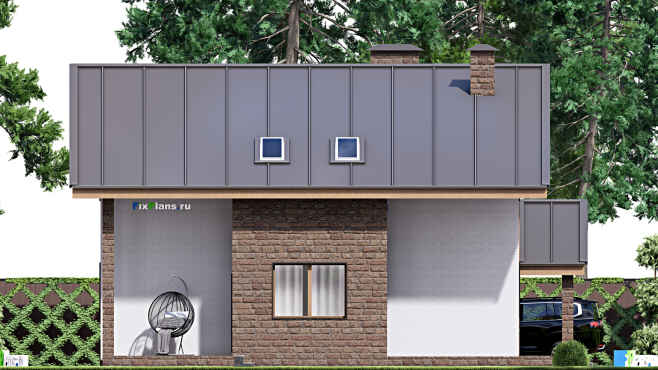 Проект дома с мансардой F-16784 — фасад 2