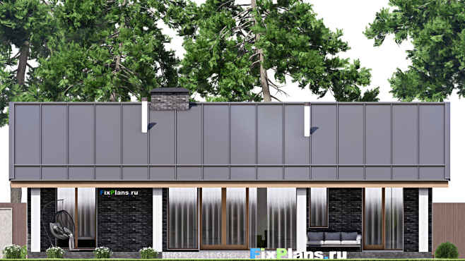 Проект одноэтажного дома F-16829 — фасад 4