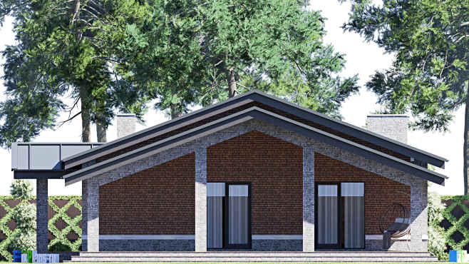 Проект одноэтажного дома F-21266 — фасад 3