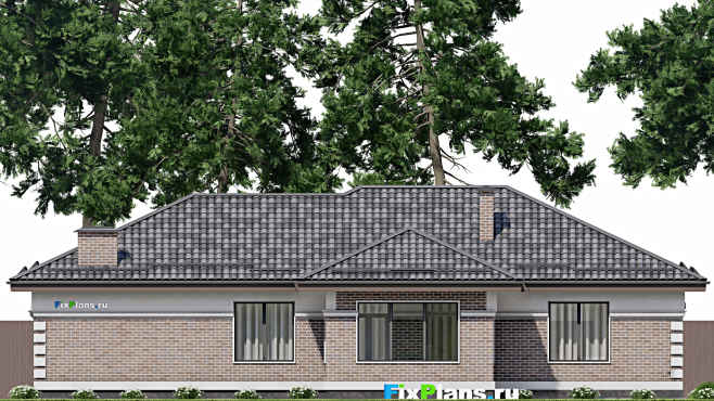 Проект одноэтажного дома F-7424 — фасад 4