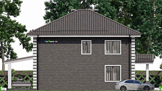 Проект двухэтажного дома F-6056 — фасад 2