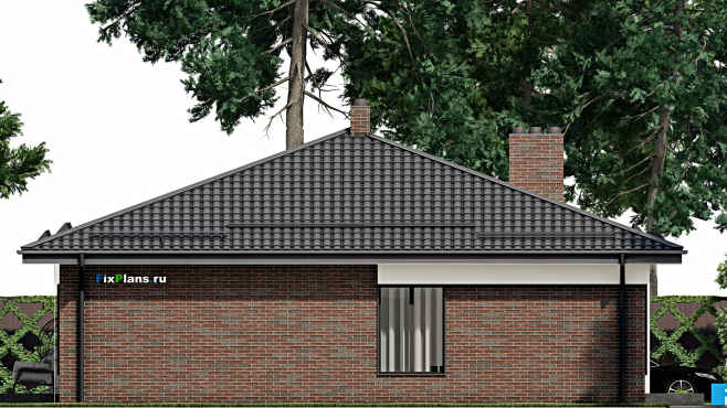 Проект одноэтажного дома F-4886 — фасад 2