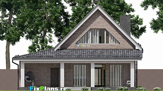 Проект дома с мансардой F-3032i — фасад 4