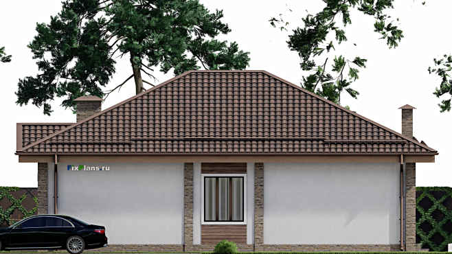 Проект одноэтажного дома F-10151 — фасад 3