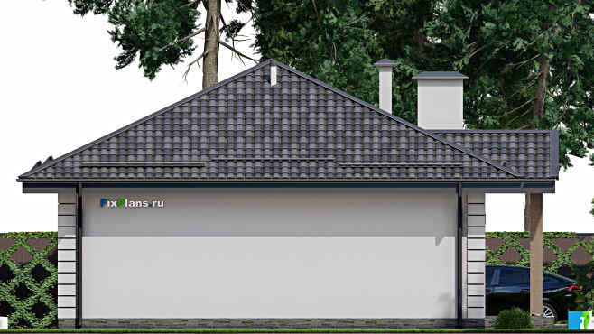 Проект одноэтажного дома F-8756 — фасад 2