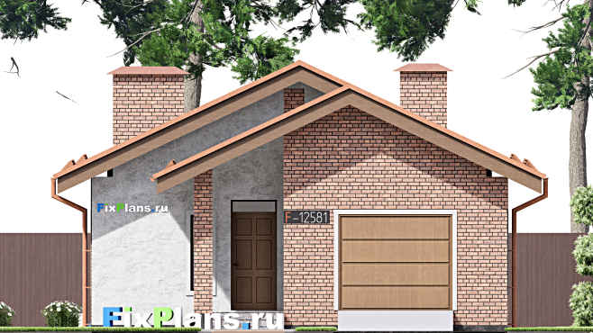 Проект одноэтажного дома F-12581 — фасад