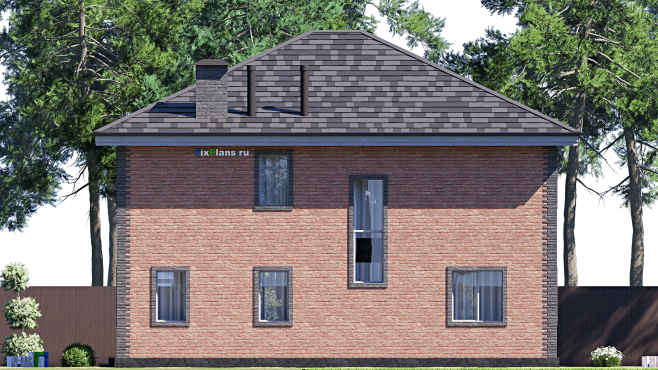 Проект двухэтажного дома F-19520 — фасад 3