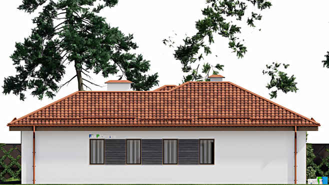 Проект одноэтажного дома F-6272 — фасад 3