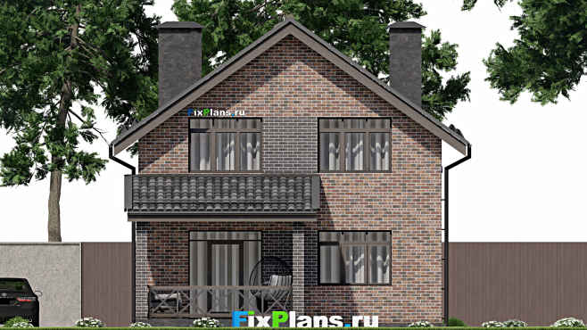 Проект дома с мансардой F-6479 — фасад 4